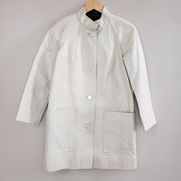 Club Monaco NWT XSmall Bone Tumbled Leather Jacket - Picture 3 of 17